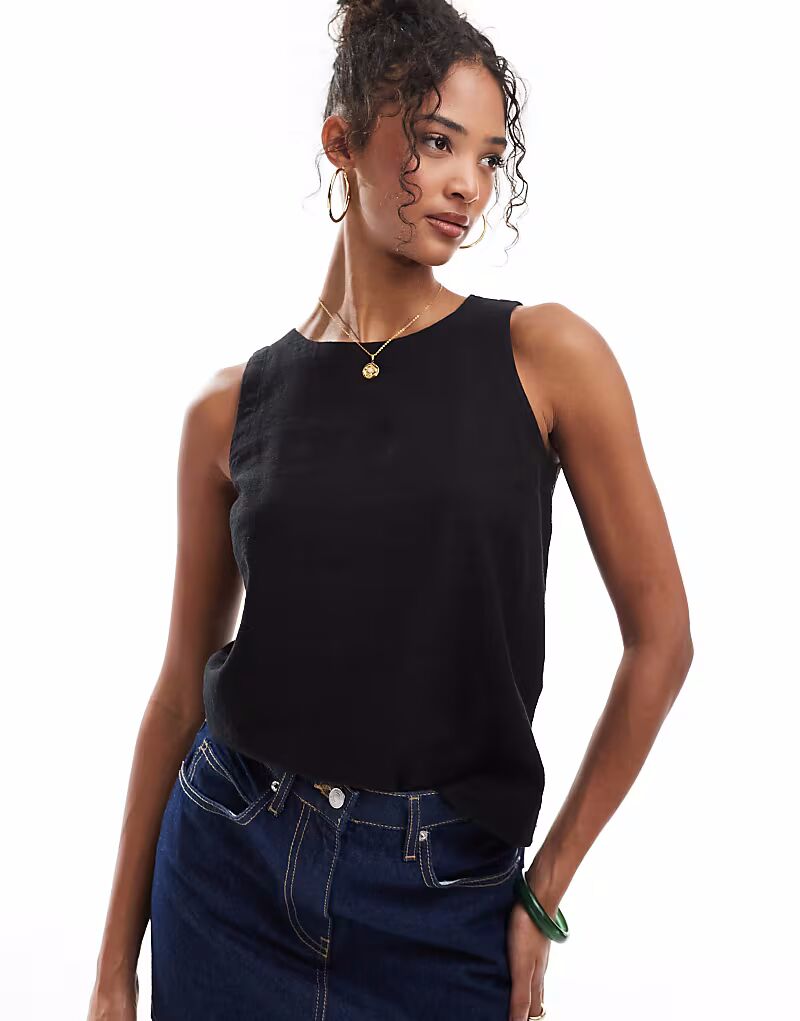

Топ New Look linen blend shell top in black