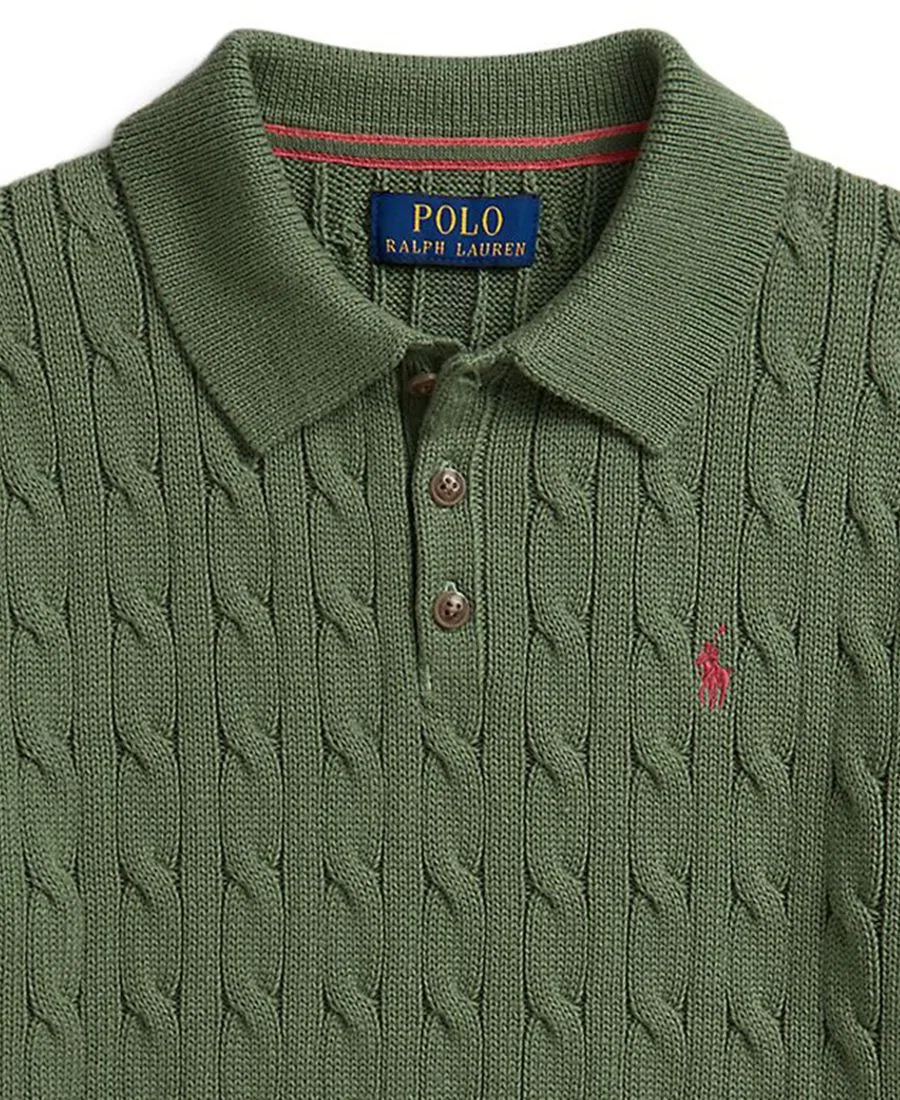 Детский поло-свитер крупной вязки (8-20 лет) Polo Ralph Lauren, зеленый — фото 3