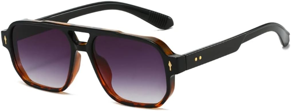 

Солнцезащитные очки с защитой UV400 | Двойная перемычка, заклепки, градиентные линзы | Для женщин и мужчин, для занятий спортом на открытом воздухе и вождения (Черный чай) LXLHWN, Black Leopard Grey