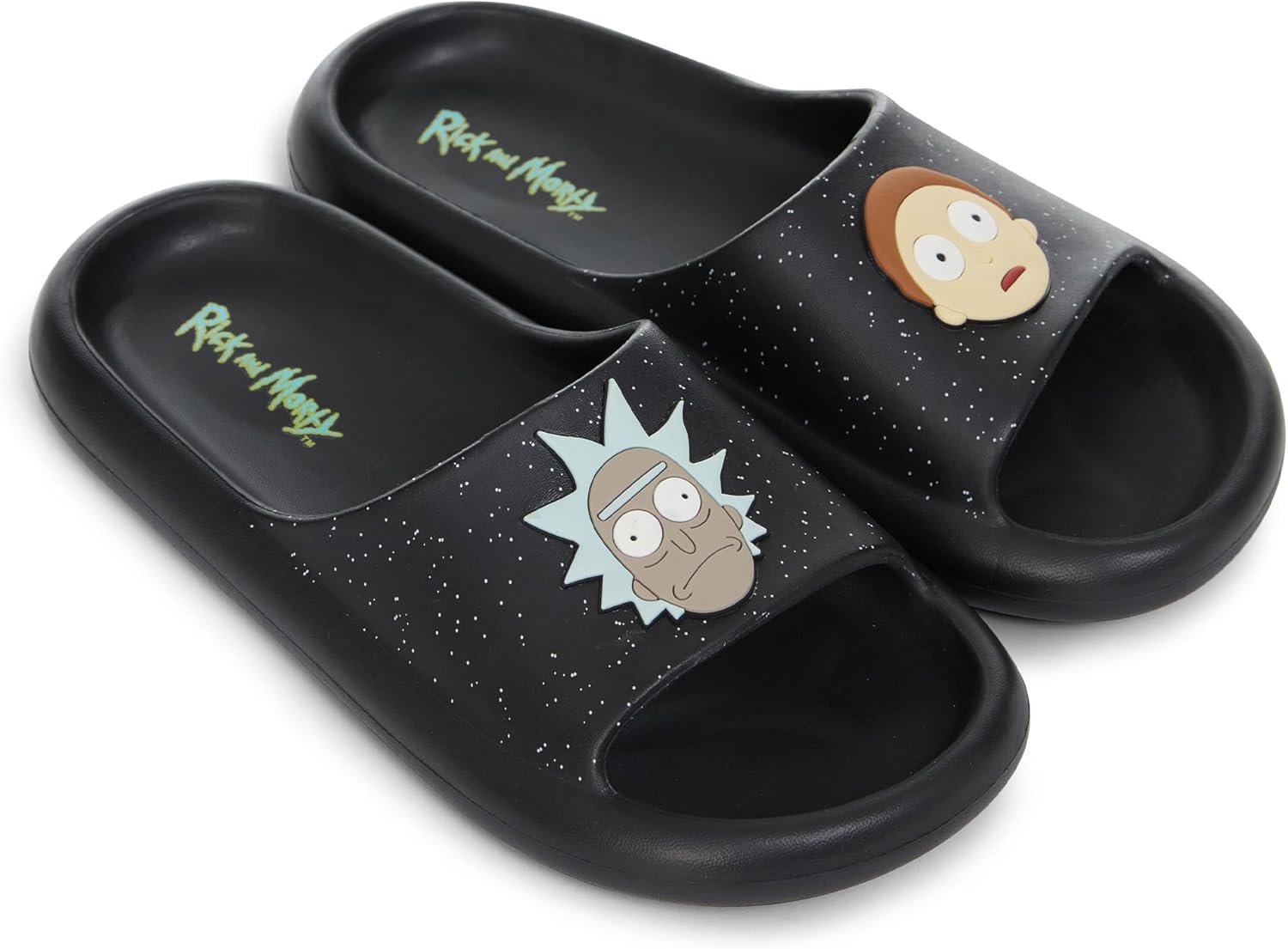 

Мужские комфортные шлепанцы RICK AND MORTY - официально лицензированные шлепанцы с подушкой - Рик Санчез и Морти Смит, черный