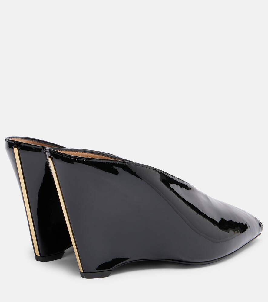 Alicia 95 мюли-танкетки из лаковой кожи Ferragamo, Nero-Biscotto-Nero — фото 2