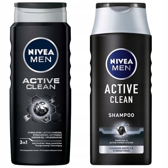 

Набор уходовой косметики, 2 шт. Nivea Men, Active Clean