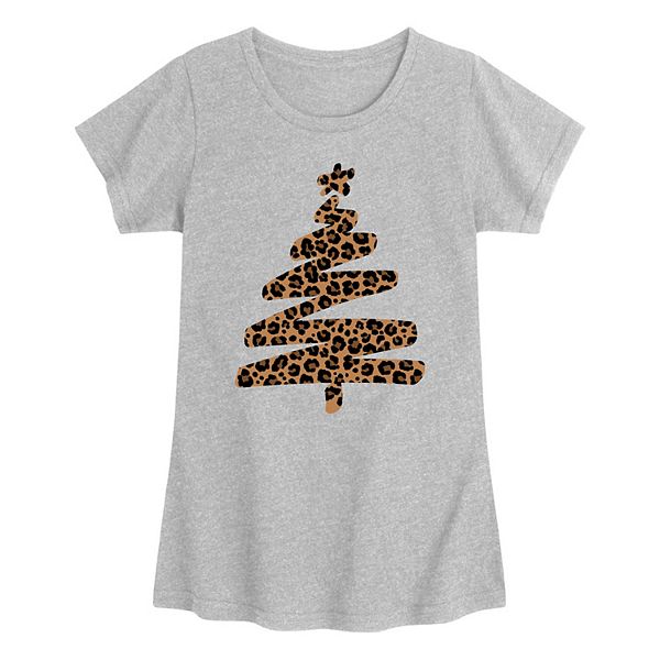 

Футболка с принтом в виде новогодней елки в леопардовом принте для девочек 7-16 лет Licensed Character, Heather Gray