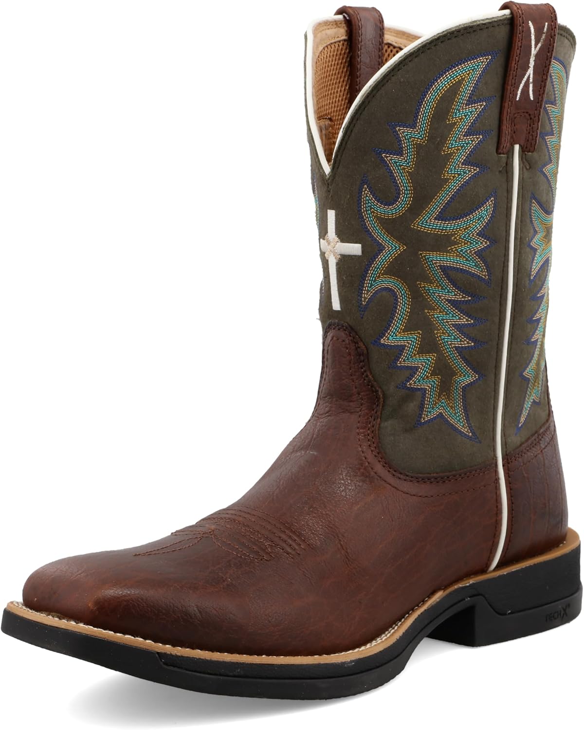 

Ботинки Twisted X Men's 11 Tech X, широкий квадратный носок с Tech X, зеленый/коричневый