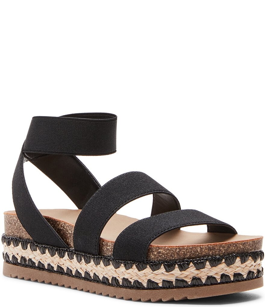 

Сандалии на платформе Steve Madden для девочек J-Krissy из рафии с вышивкой (молодежная), черный