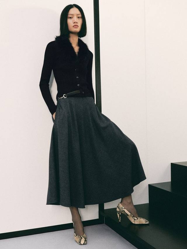 

Кардиган Maddie с воротником из искусственного меха Mango, Black