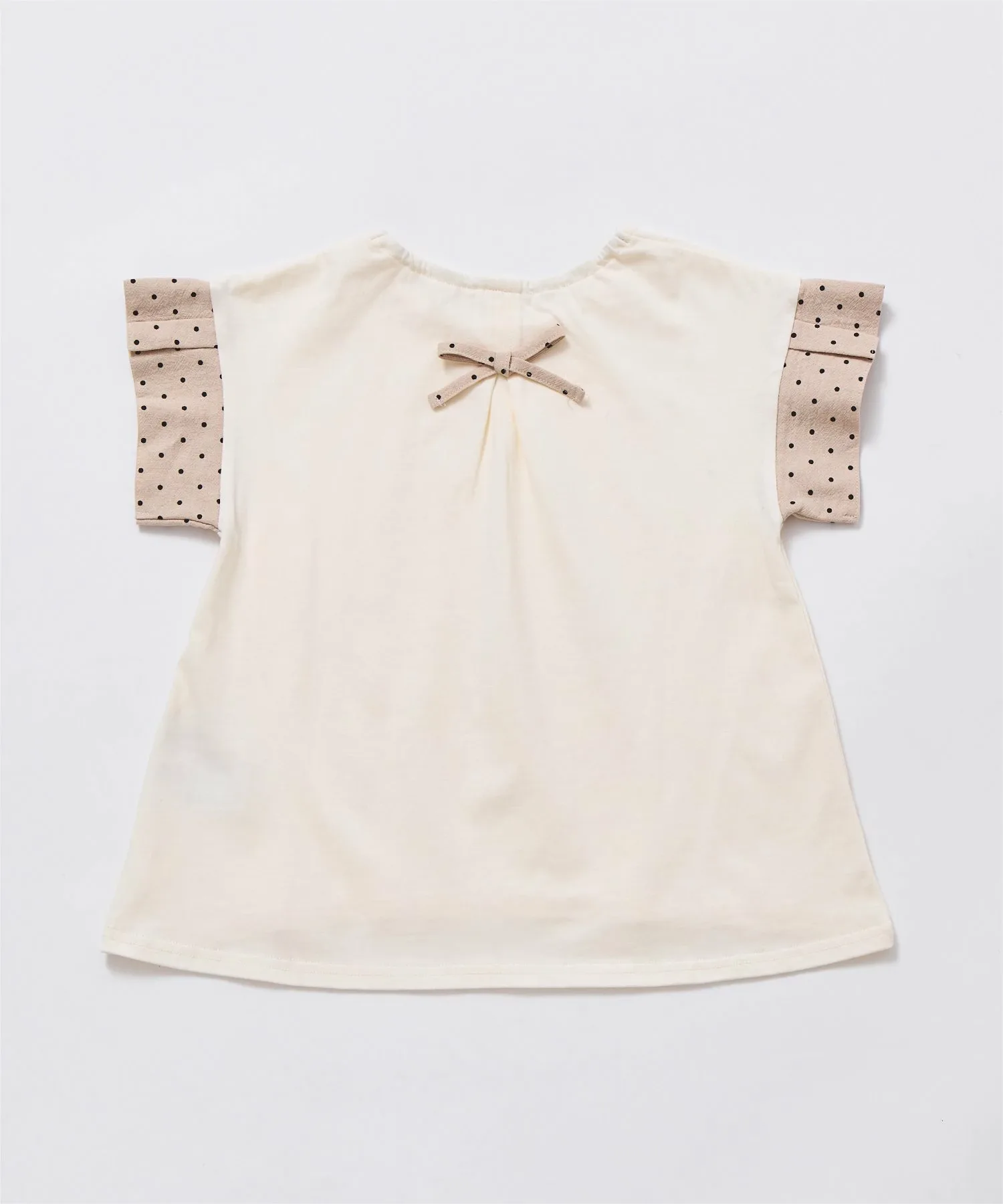 Футболка с короткими рукавами и оборками на рукавах Ever Closet, Ivory Dot — фото 4