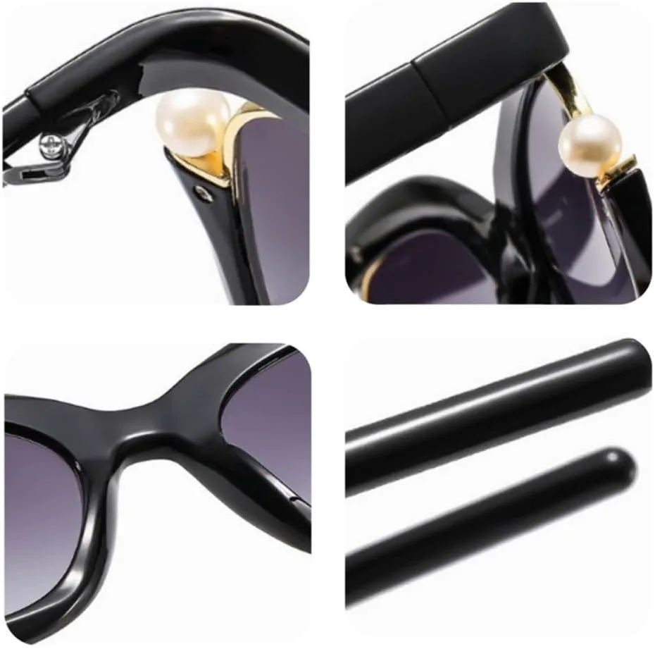 

Черные солнцезащитные очки «кошачий глаз» для женщин и мужчин, винтажные, с жемчужной отделкой, ретро, ​​с защитой от УФ-излучения UV400, модель m652 Generic, M-657