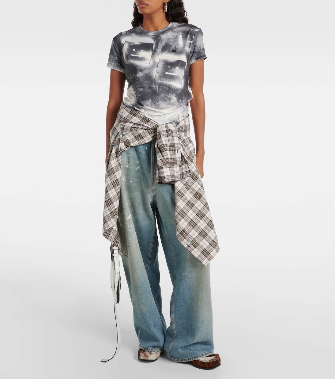 Футболка с изображением лица Эмбара Acne Studios, Black/White — фото 2