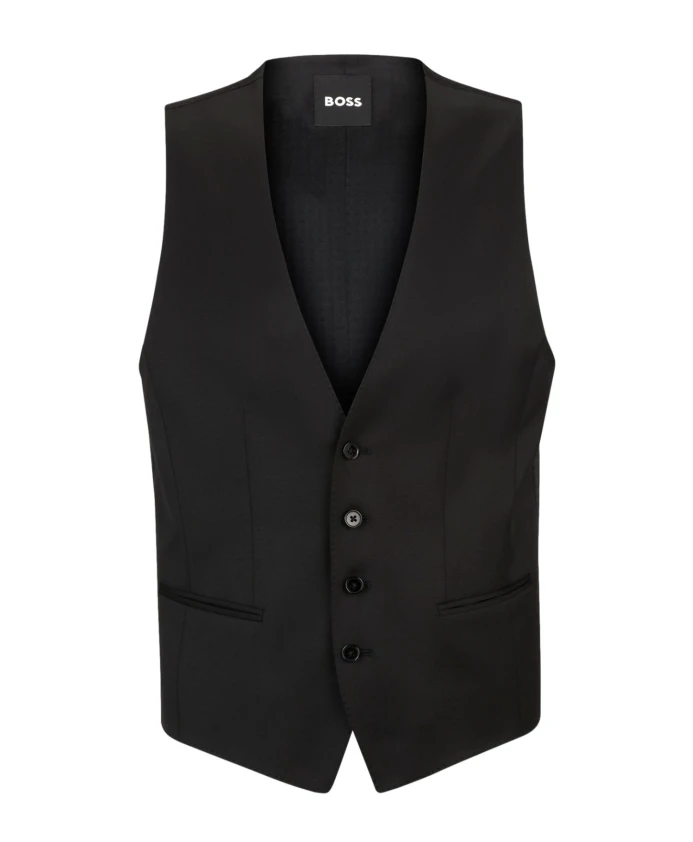 

Приталенный шерстяной жилет, черный Hugo, черный