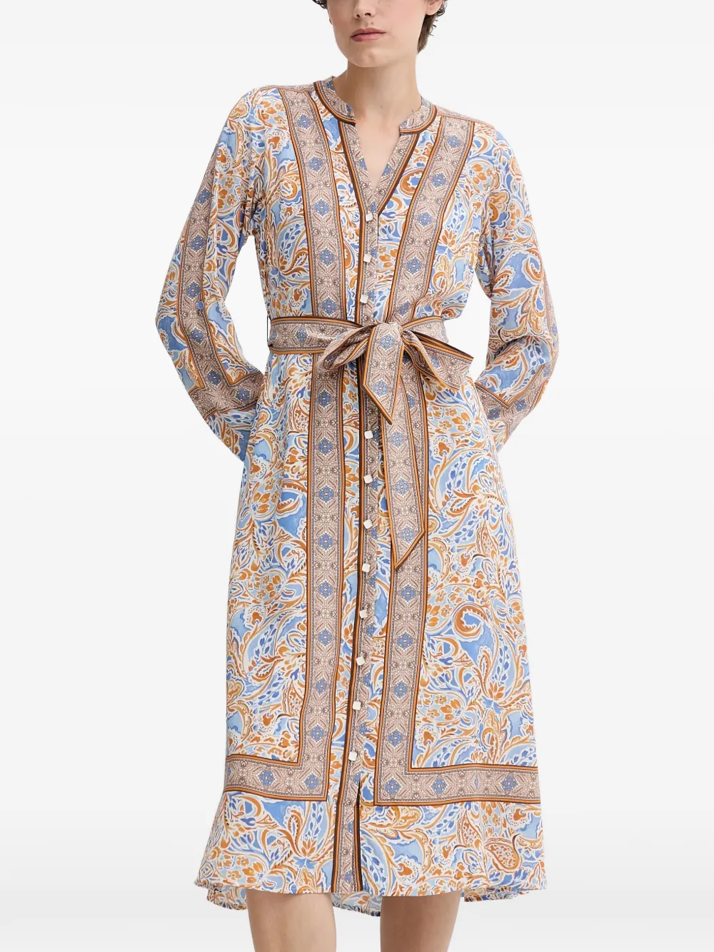 

Платье миди с принтом "вензеля" Vienna и поясом Hale Bob, синий