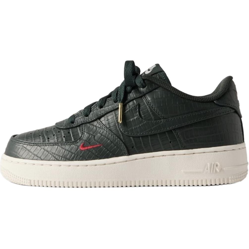 Nike Детские низкие скейтбордистские кроссовки KITH x Air Force 1, темно-зеленые с красными вставками
