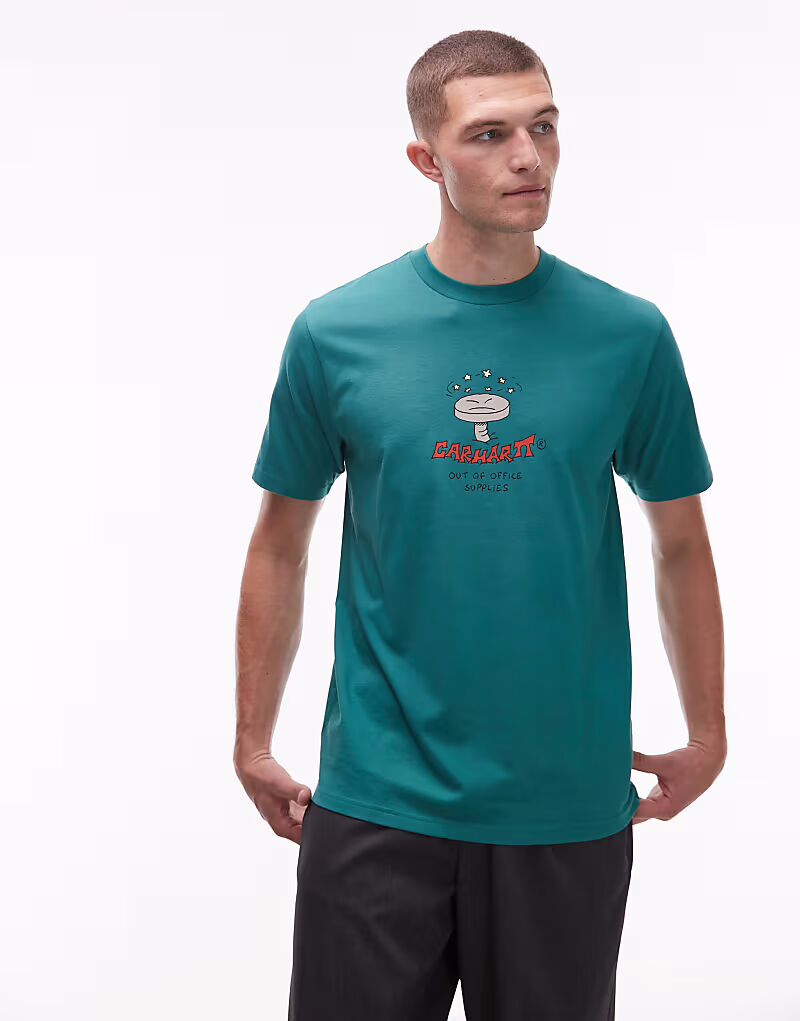 

Футболка с мотивом «работа, жизнь, романтика» свободного кроя зеленого цвета Carhartt Wip, Зеленый, Футболка с мотивом «работа, жизнь, романтика» свободного кроя зеленого цвета Carhartt Wip