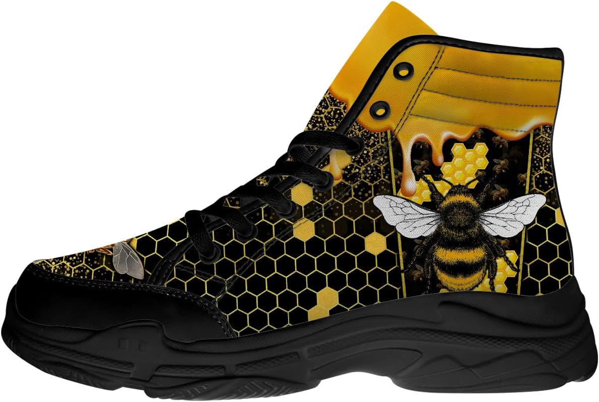 

Кроссовки Quorax Bee для женщин и мужчин, высокие, на шнуровке, из текстиля, подарки для нее и для него, черный/желтый