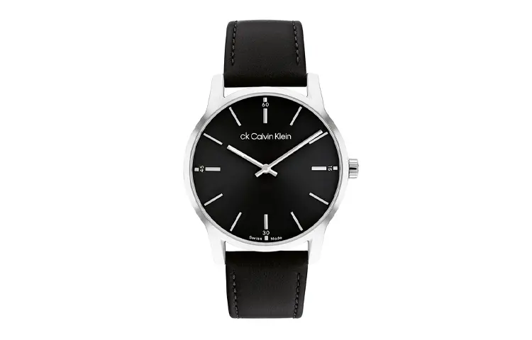 

Наручные часы CALVIN KLEIN TIMELESS с кварцевым механизмом, кожаным ремешком, 40 мм, черный циферблат, мужские часы
