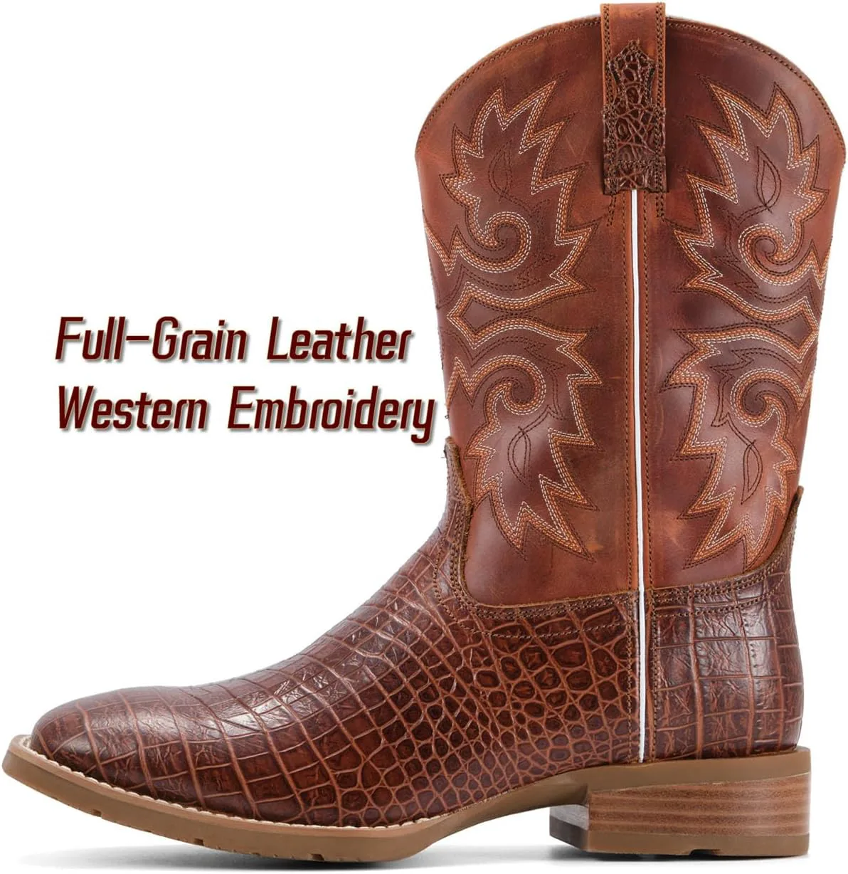 Мужские сапоги SUREWAY Caiman Cowboy - мужские вестерн-сапоги с квадратным носком, масло- и скользкоустойчивые, прочные, модные классические сапоги-ботфорты высотой 10 дюймов, рабочие сапоги с мягким носком — фото 3