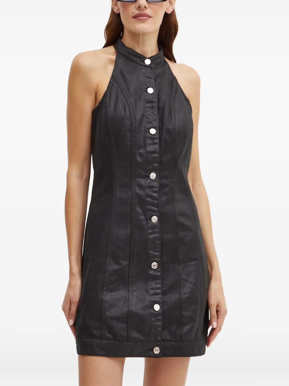 

Платье с застежкой на пуговицы и воротником-халтер Armani Exchange, черный