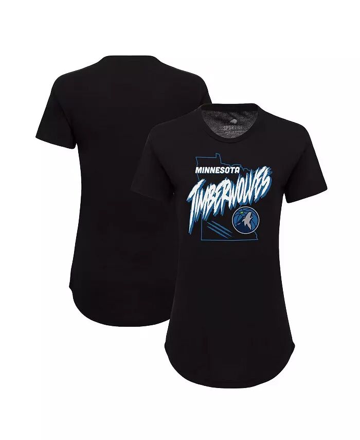 

Женская черная футболка Minnesota Timberwolves Phoebe Super Soft Tri-Blend Sportiqe