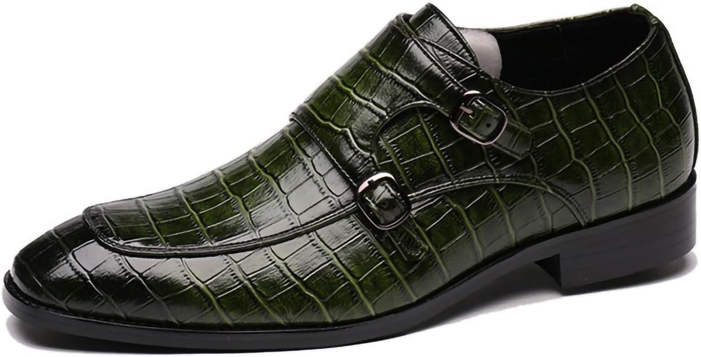 

Мужские лоферы с монковым ремешком без шнурков, премиальная искусственная кожа, оксфорды, удобная деловая и повседневная обувь, формальная и офисная обувь Generic, зеленый