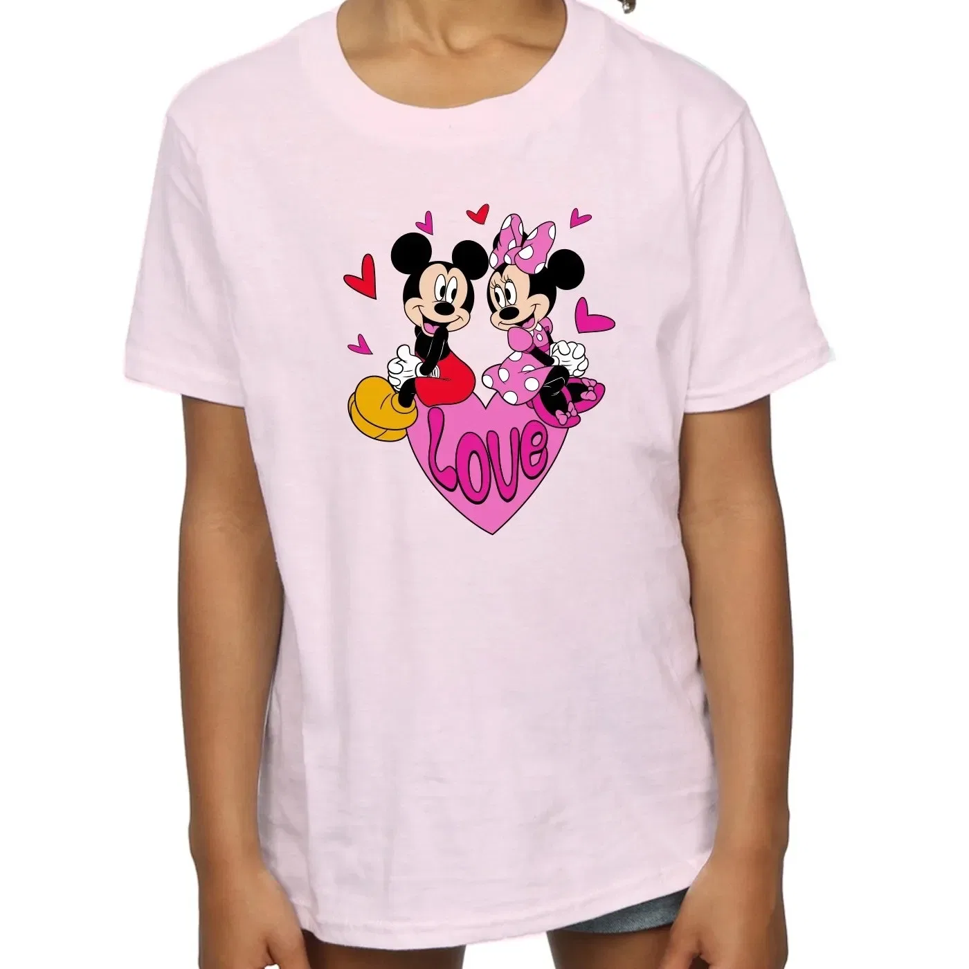 Детская футболка с принтом Mickey Mouse и Minnie Mouse Disney, бледно-розовый