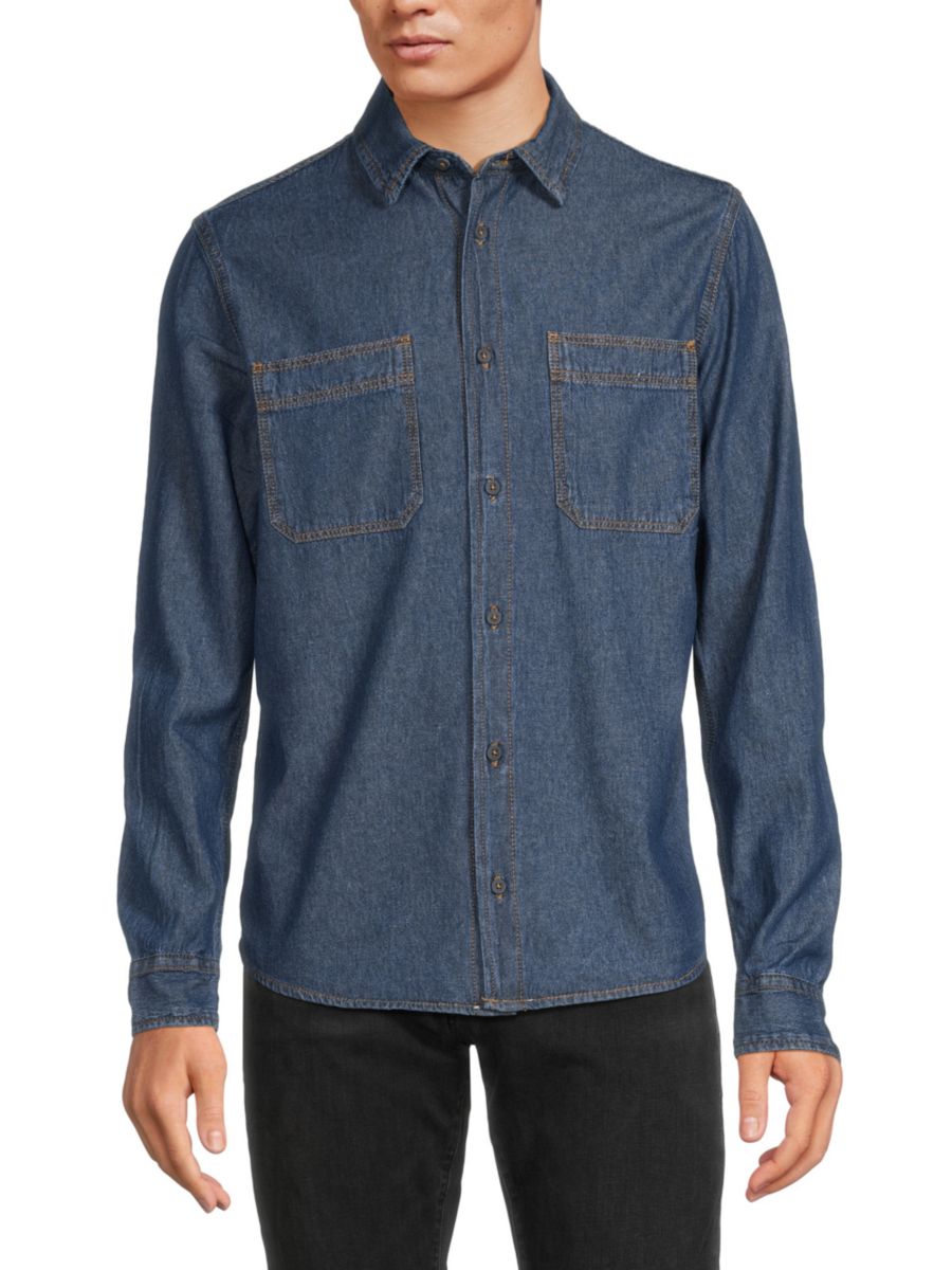 

Джинсовая рубашка с накладными карманами Joe's Jeans, цвет Medium Indigo