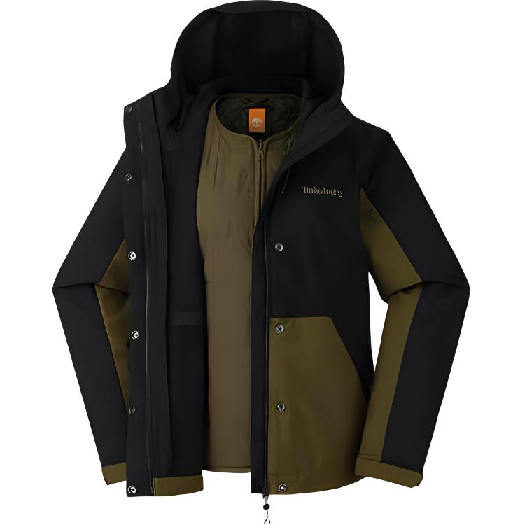 

Timberland Водонепроницаемая и дышащая теплая женская ветровка темно-оливкового цвета с цветочной вышивкой