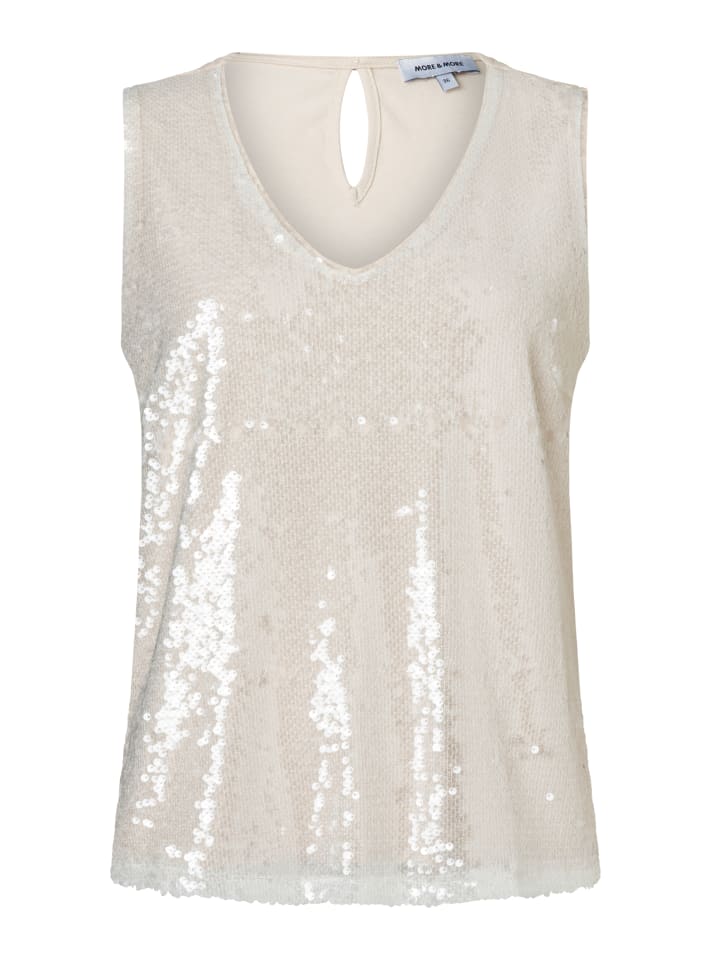

More & More Блестящий топ с пайетками, трикотажная спинка нежно-кремового цвета