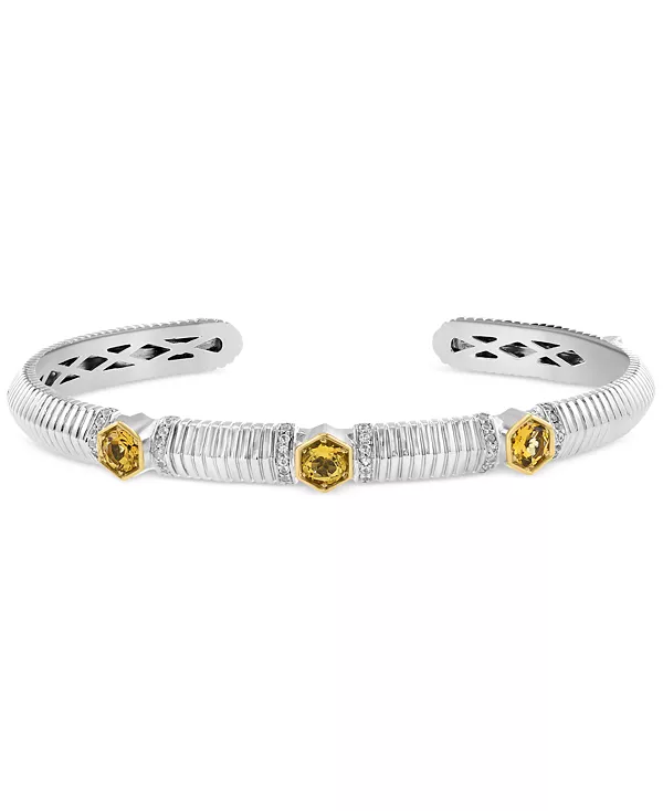 

Браслет-Манжет Effy с небесно-голубым топазом (1 карат tw) и белым сапфиром (1/10 карата tw) из стерлингового серебра и 18-каратного золота (также с цитрином) Effy Collection, citrine