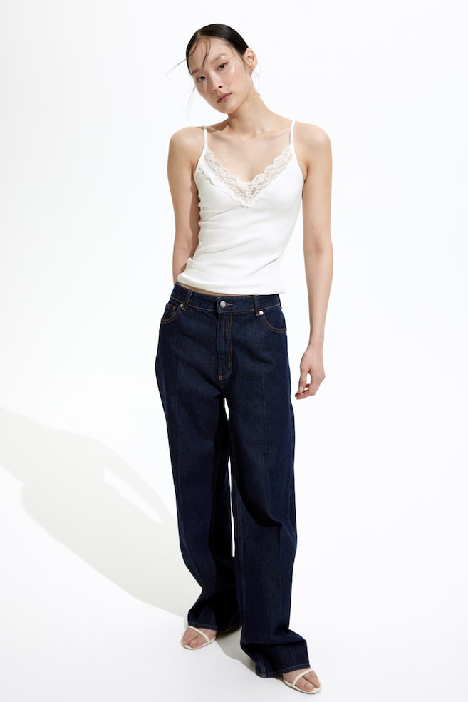 

Топ на бретелях с кружевом H&M, белый