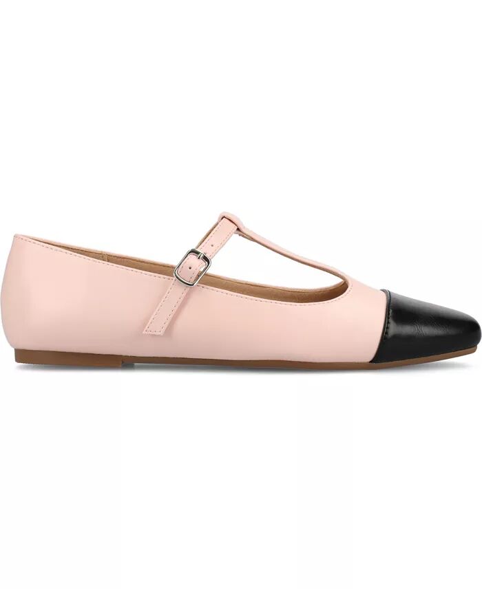 Женские туфли-лодочки Theah T-Strap Cap Toe Mary Jane Flats Journee Collection, розовый — фото 2