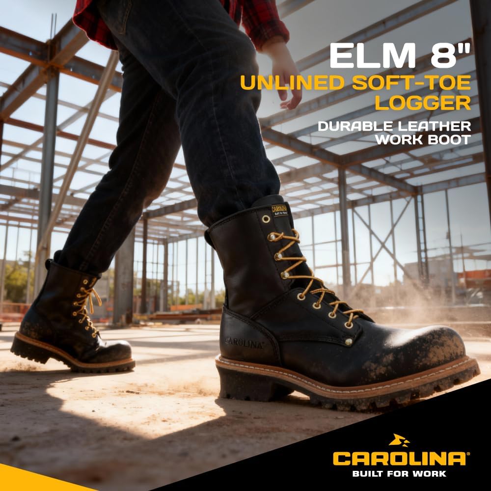 Ботинки Carolina Elm 8 без подкладки - с амортизирующей стелькой и нескользящей шнуровкой - защита EH и ботинки для лесорубов, черный — фото 2