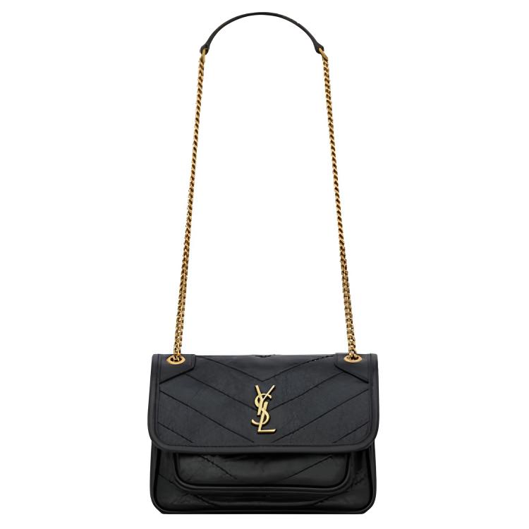 

SAINT LAURENT Кожаная сумка через плечо мини унисекс черная