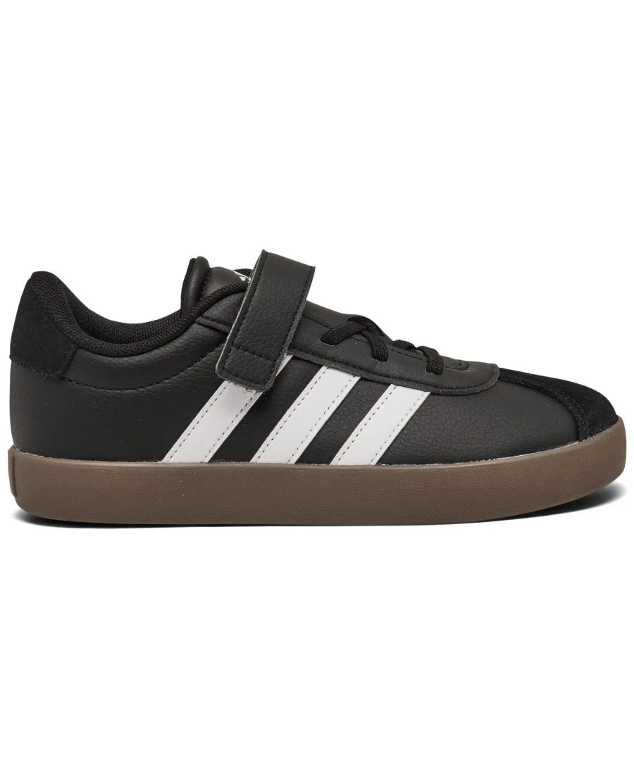 Детские повседневные кроссовки VL Court 3.0 с застежкой-ремешком от Finish Line Adidas, черный, белый — фото 2