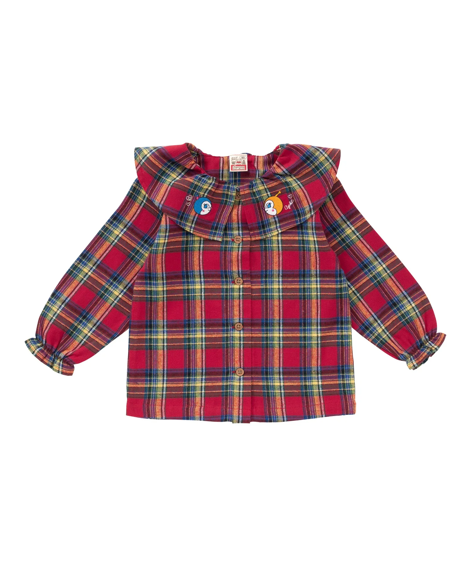 Детская блузка с кружевным воротником и вышивкой ANPANMAN KIDS COLLECTION зеленая — фото 4