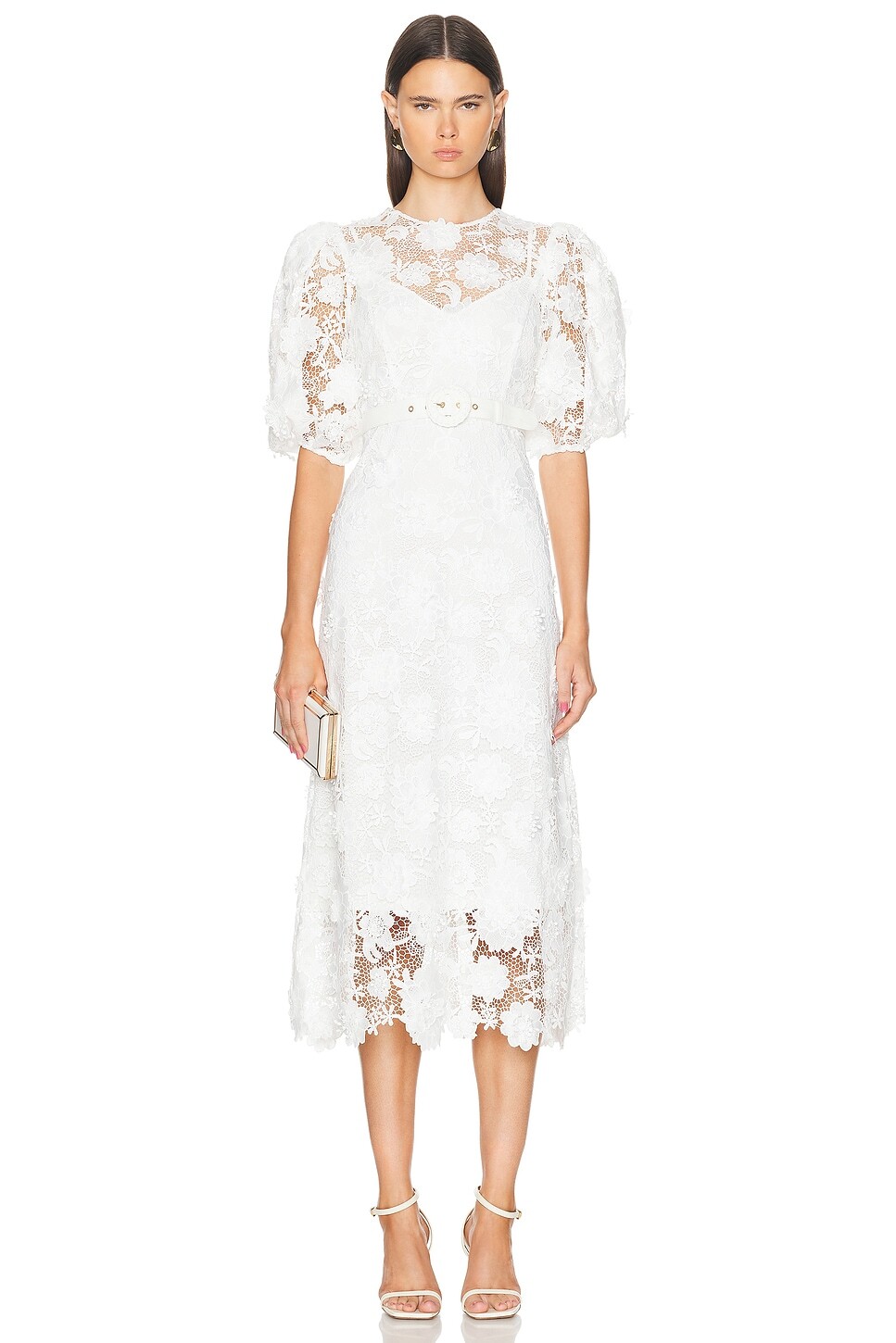 

Платье Halliday с кружевным цветком Zimmermann, цвет Ivory