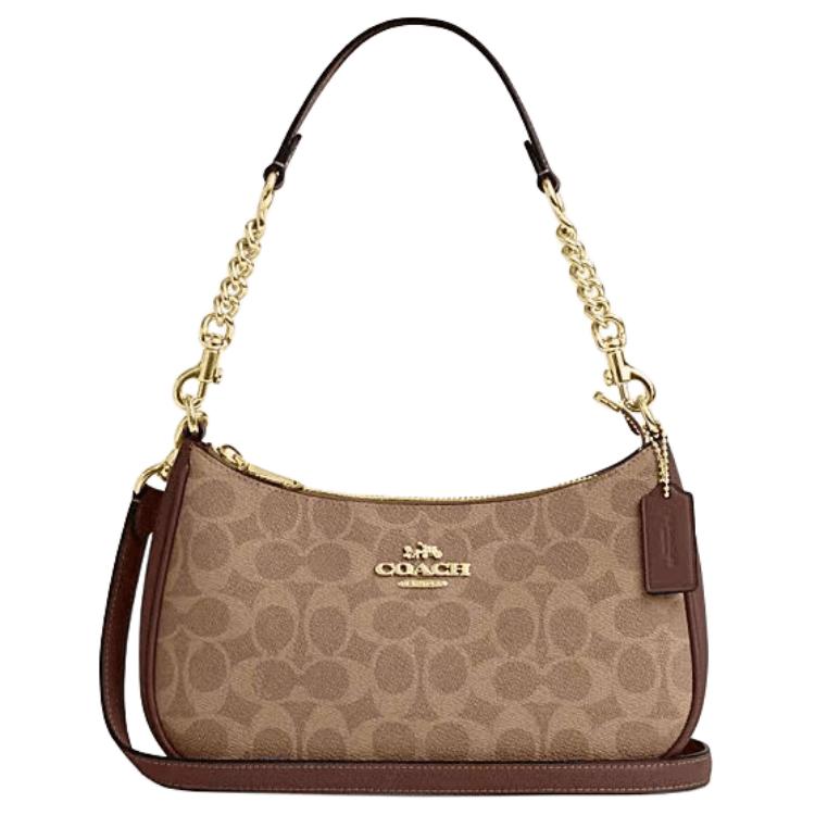 

COACH Сумка Teri из искусственной кожи с переработанной кожей, сумка через плечо, женская сумка среднего размера цвета хаки