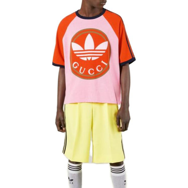 Футболка adidas x cotton jersey t-shirt 'pink' Gucci, розовый — фото 2