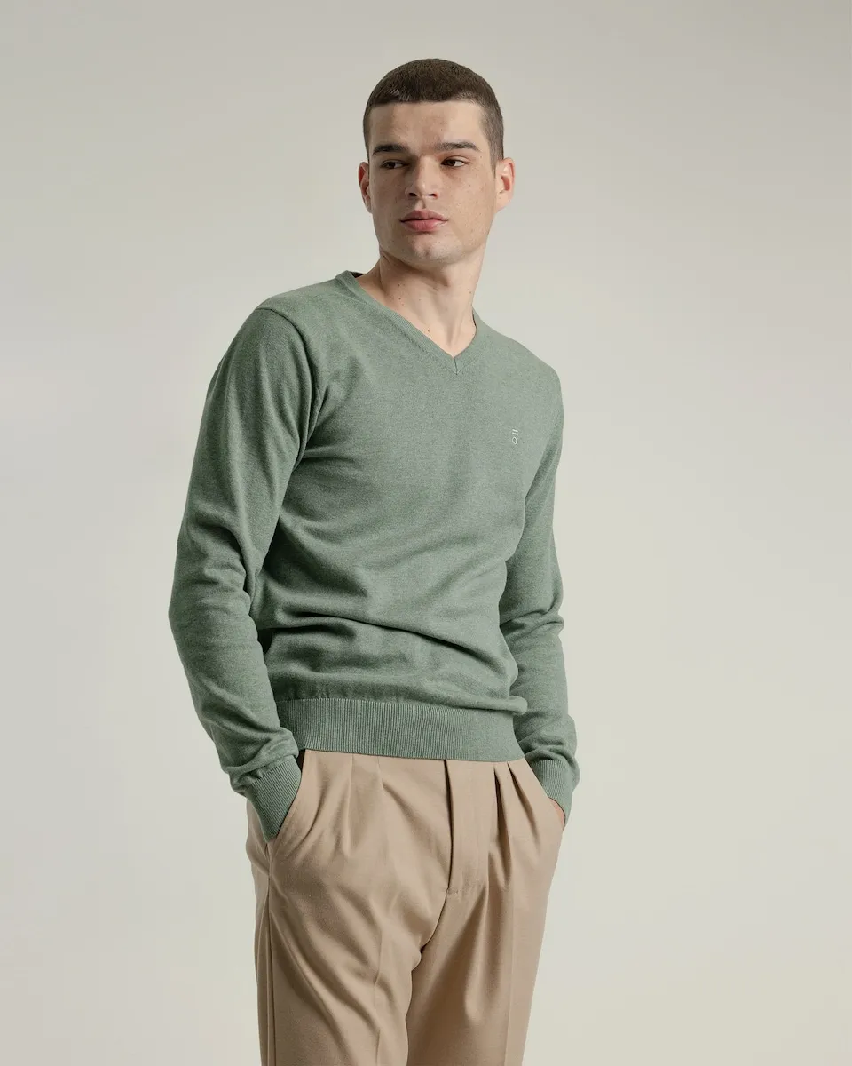 

Мужской хлопковый свитер с V-образным вырезом PuroEgo, светло-зеленый