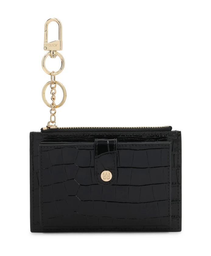

Компактный кожаный кошелек с рисунком под крокодиловую кожу. Kazar, черный