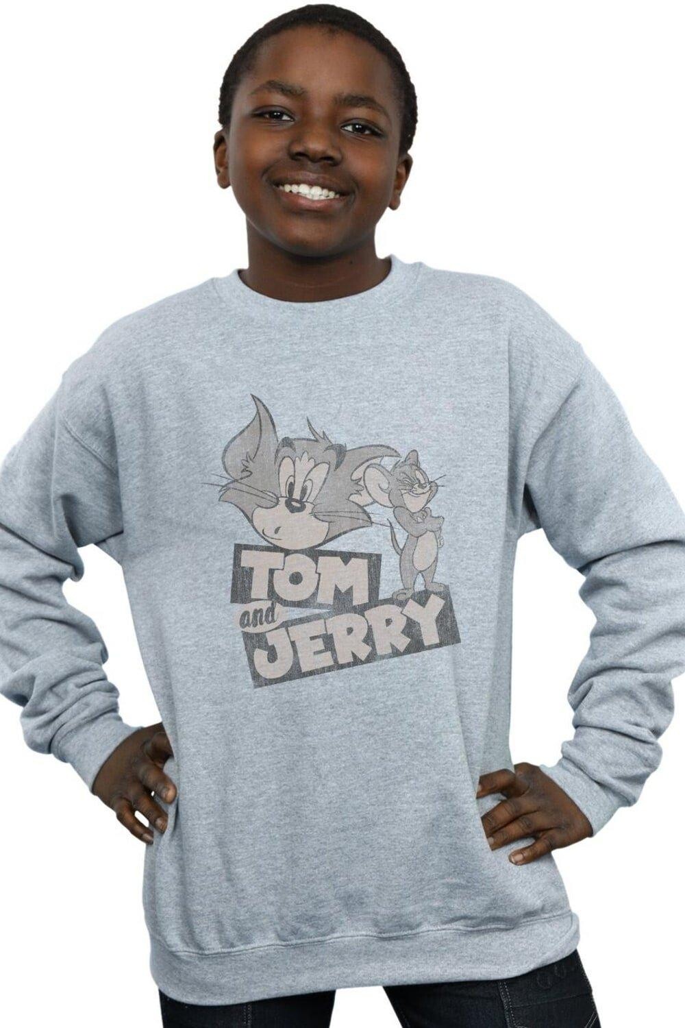 

Толстовка с рисунком «Подмигивание» Tom & Jerry, серый