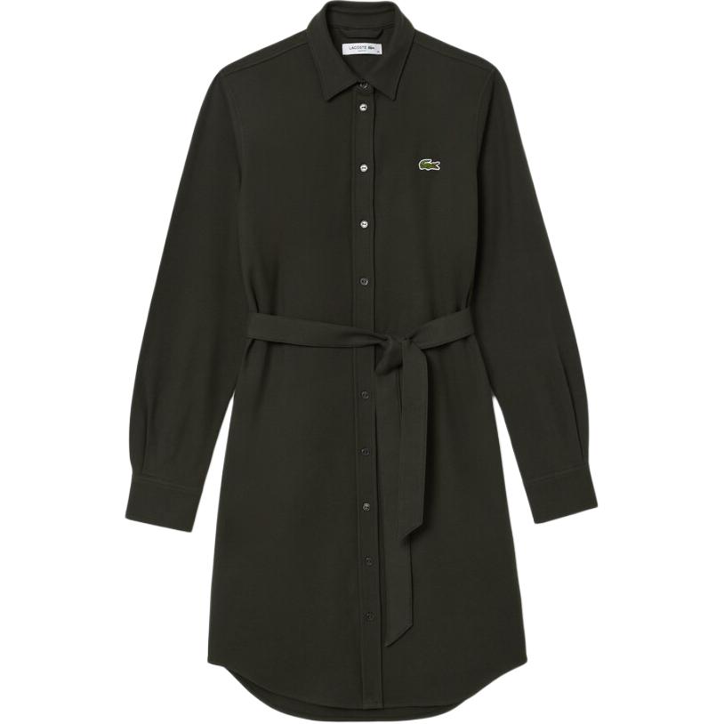 Платье LACOSTE Женское, длинный рукав, темно-зеленый хаки