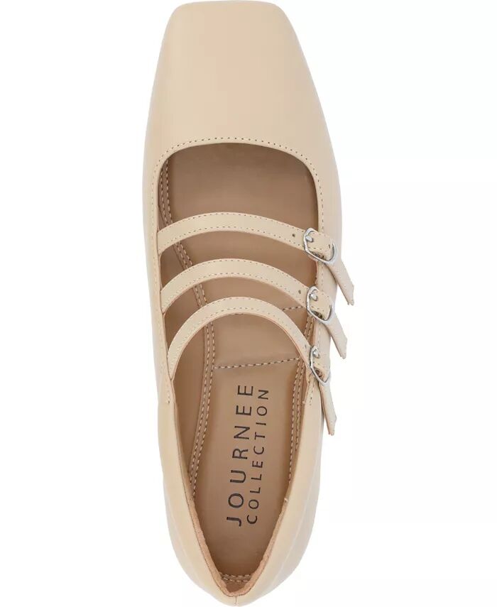 Женские балетки Darlin Multi Strap Mary Jane Square Toe Journee Collection, коричневый/бежевый — фото 4