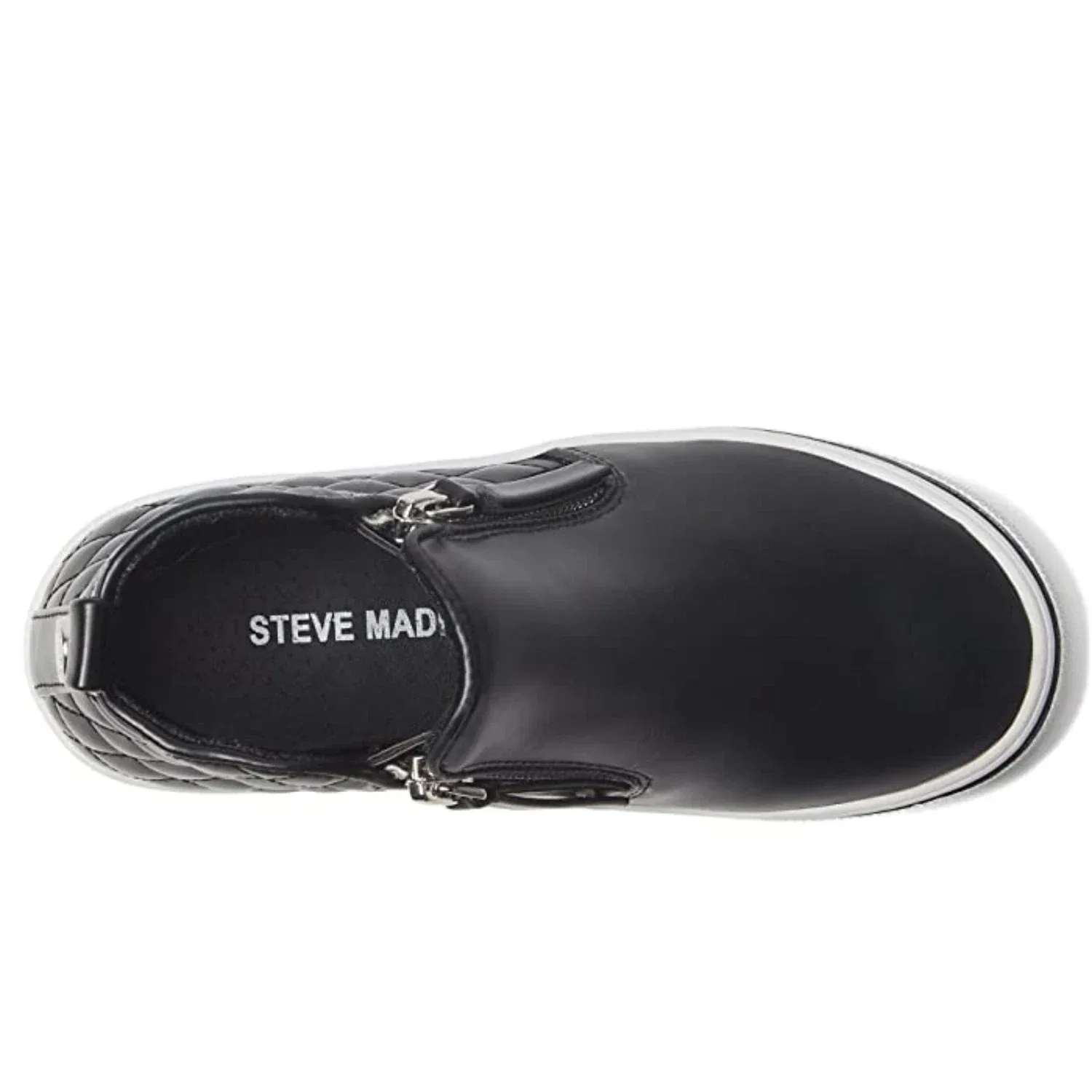 Детские кроссовки Steve Madden Viceyq, черные, стеганые, с круглым носком и боковой молнией HTAT407 — фото 4