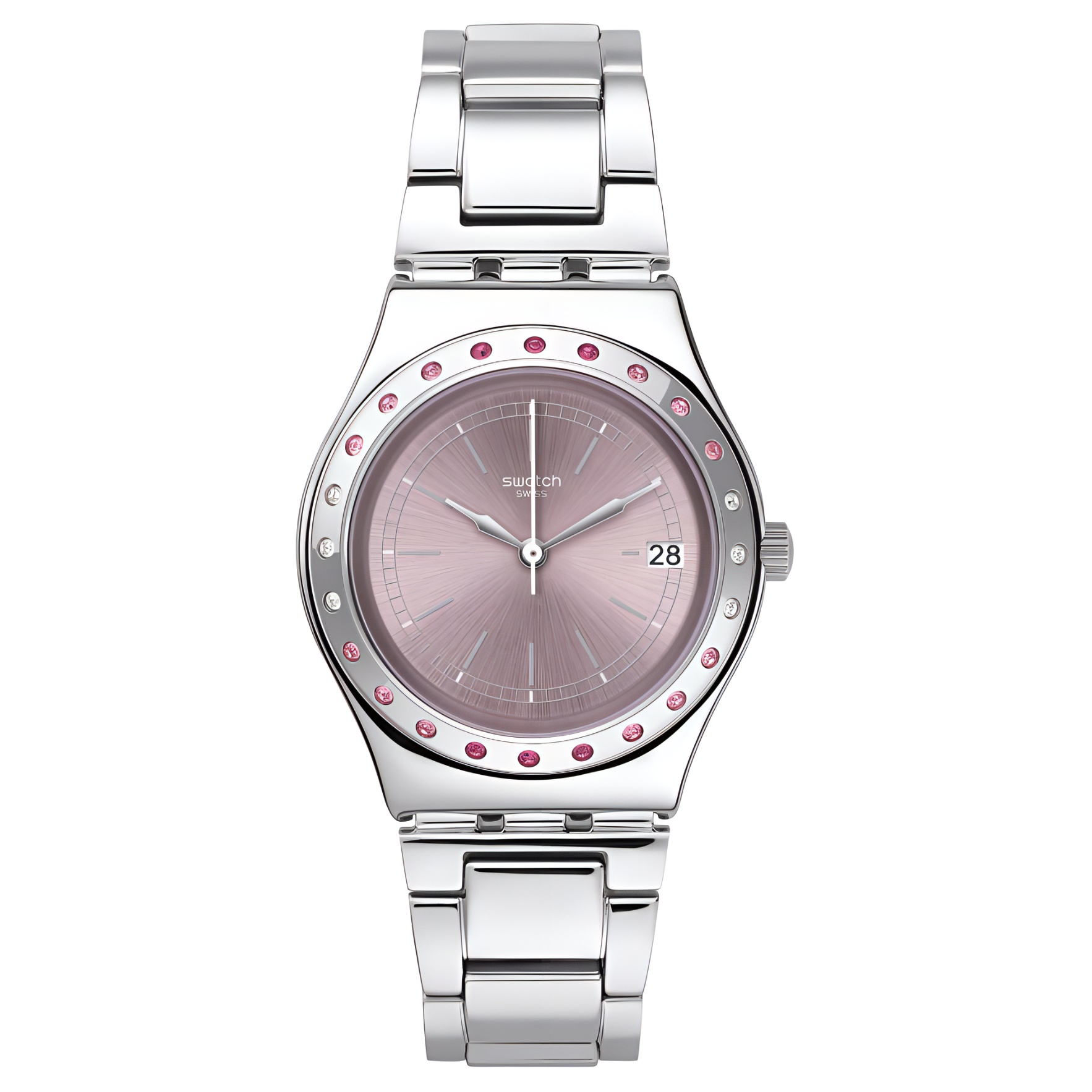 

SWATCH Часы Metal Series Quartz Movement Women's Watch 33mm Pink Watch Dial Stainless Steel Case Stainless Steel Watchband, Pink Watch Dial
