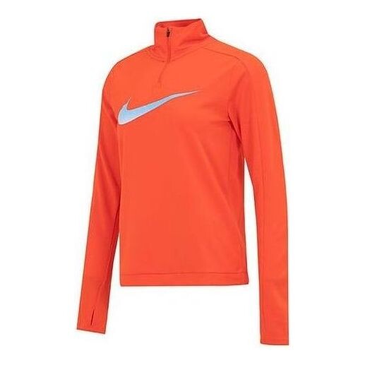 

Свитер с логотипом Dri Fit Swoosh, 1 4 молния, трикотаж Nike, оранжевый