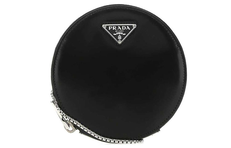 

PRADA Кожаная круглая сумка через плечо унисекс черная