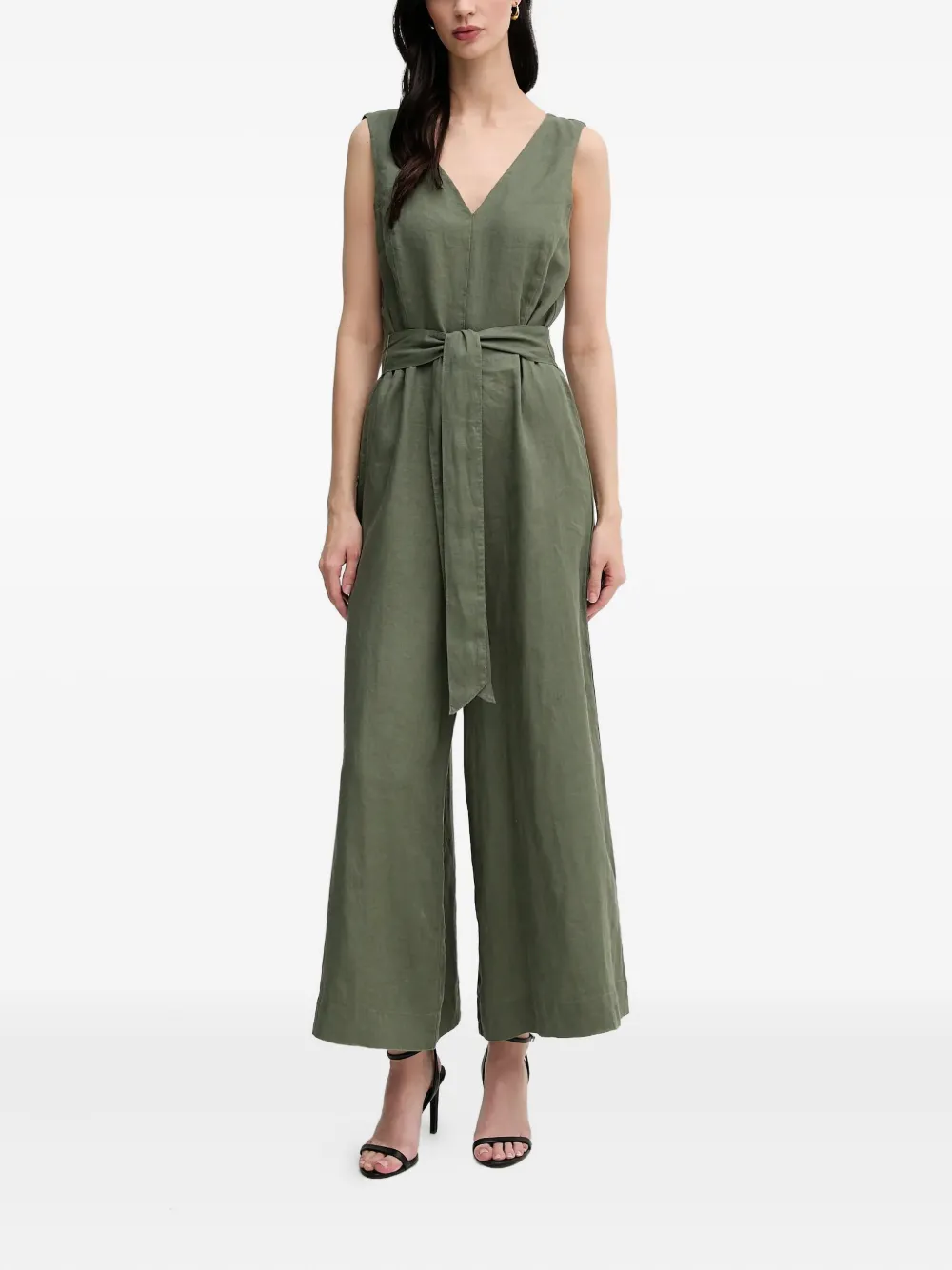 

Комбинезон с V-образным вырезом и поясом Benetton, зеленый