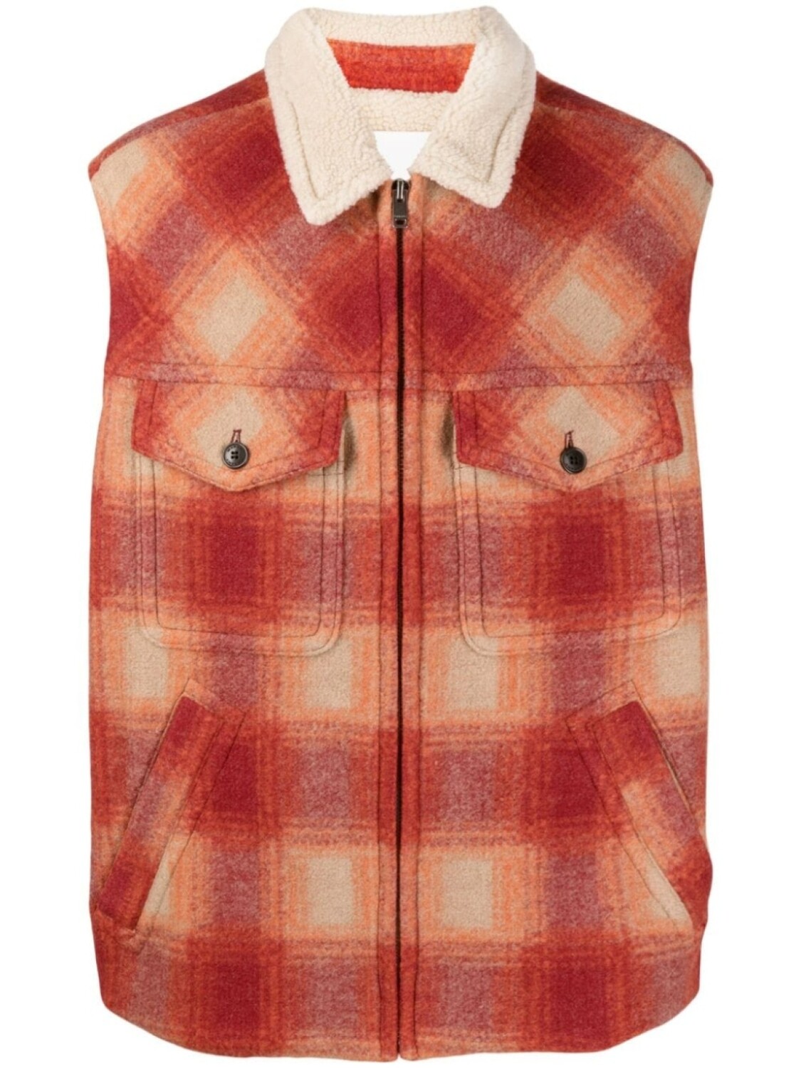 

Marant Kiraneo logo-embroidered plaid-check gilet, оранжевый