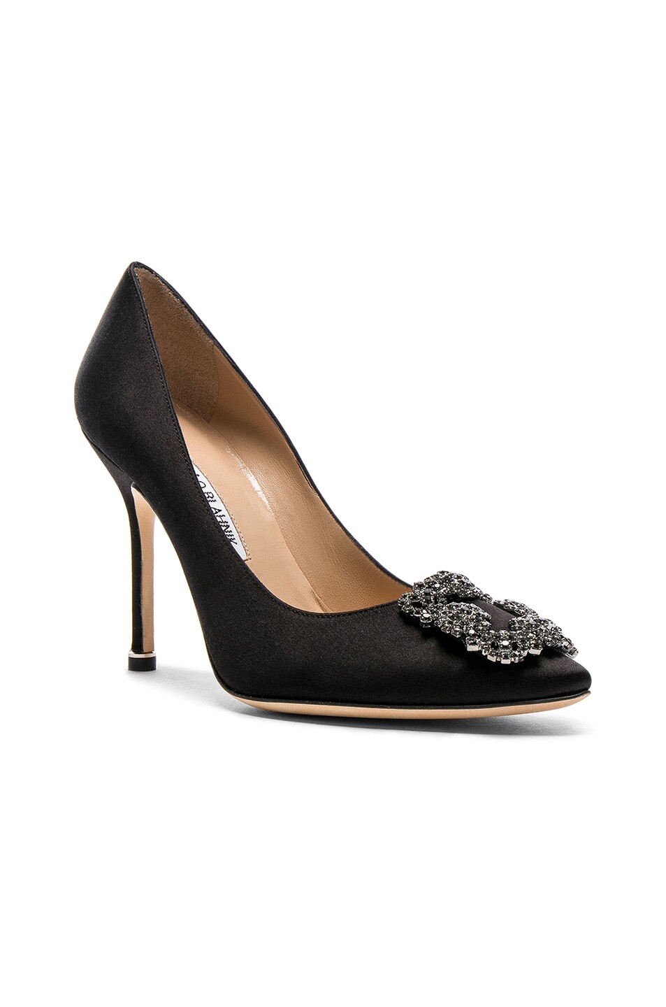 Туфли Manolo Blahnik Hangisi 105 Satin, цвет Black Satin — фото 2