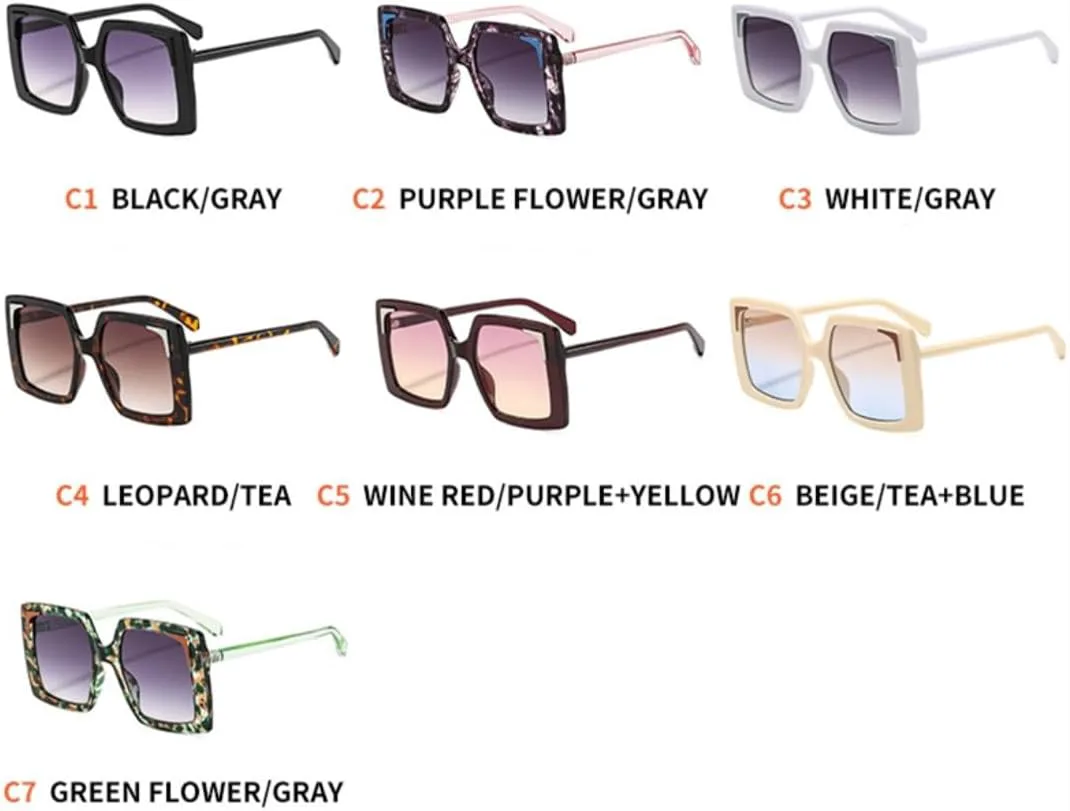 

Солнцезащитные очки для мужчин и женщин - защита UV400 - большая оправа с градиентным цветом для занятий спортом на открытом воздухе и вождения DSVIGF, Leopard Tea